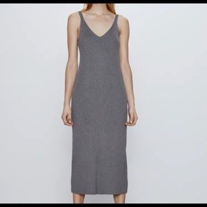 NWT Zara Ribbed Dress with V-Neckline.